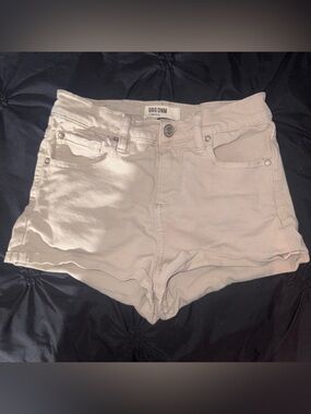 Garage Light Beige High-Rise Denim Shorts